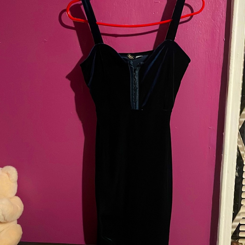 H&M Divided Dark Teal Velvet mini dress Size 6 size small